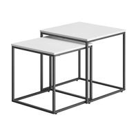 Table basse carrée - OSKAR - 2 pcs - Métal - Blanc et Noir - Montage facile