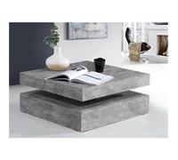 Coffee – Table basse carrée pivotante – Panneau de particules, décor béton gris clair, 78×78×35,4 cm