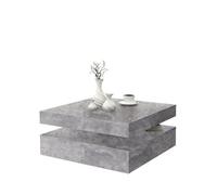 Table basse carree pivotante - Panneau de particules - Decor beton gris clair - Classique - L 78 x P 78 x H 35,4 cm - COFFEE