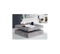 Table basse carree pivotante - Panneau de particules - Decor beton gris clair - Classique - L 78 x P 78 x H 35,4 cm - COFFEE