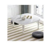Table basse carrée pliante - Construction en bois massif finition marbre blanc 80 x 80 x 35 cm Design peu encombrant pour la maison et les petits espaces, parfaite pour le travail et les loisirs