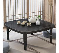 Table basse carrée pliante de style japonais - Table basse peu encombrante pour salle à manger, étude ou petit bureau - Idéale pour chambre, baie vitrée, utilisation en extérieur (couleur : noir)