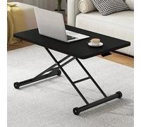 Table basse carrée relevable en bois, table centrale réglable en hauteur, tables à manger simples en bois, tables basses carrées relevables pour salon, chambre, salle de classe, appartement, noir, 90