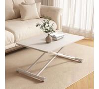 Table basse carrée relevable en bois, table centrale réglable en hauteur, tables à manger simples en bois, tables basses carrées relevables pour salon, chambre, salle de classe, appartement, blanc, 1