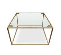 Table basse carrée Rivel Métal Or et Verre Transparent