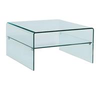 Table basse carrée STILEOS - Double plateau - Verre trempé