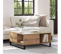 vidaXL Table basse carrée 80×80×36,5 cm – Chêne artisanal, bois d'ingénierie, pieds acier