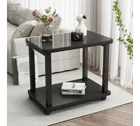 Table Basse Carrée Vintage À Roulettes, Plateau En Verre Trempé Moderne Coins Arrondis Table D'Appoint Mobile Avec Cadre En Acier Pour Salon Cuisine Ou Chambre(70*40*50cm/27.5*15.7*19.6in)