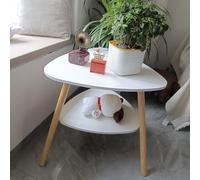 Table basse centrale moderne en bois blanc avec design triangulaire robuste pour le salon, assemblage facile et placement stable (50 x 50 cm)