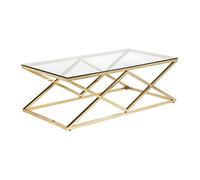 Table basse CHARLOTTE - Verre trempé et acier - Doré
