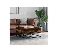 Table basse chêne fumé 80x80x40 cm bois d'ingénierie 835356