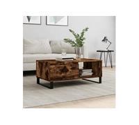 vidaXL Table basse Chêne fumé 90x50x36,5 cm Bois d'ingénierie Multicolore