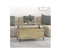 vidaXL Table Basse, Table d'Appoint avec Plateau Relevable, Bout de Canapé avec Compartiment, Meuble de Rangement Salon, Scandinave, Chêne Sonoma Bois d'Ingénierie