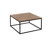 5 five simply smart 5five - Table Basse Carrée Chevrons, 80 x 80 cm, Effet Bois et Métal Noir, Style Industriel - pour Salon, Séjour