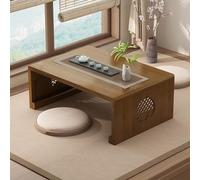 Table basse chinoise en bambou pour la méditation - Table basse pliable pour salon, salle à manger, décoration d'intérieur (noyer, taille M)