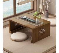 Table basse chinoise en bambou pour la méditation - Table basse pliable pour salon, salle à manger, décoration d'intérieur (noyer, taille S)