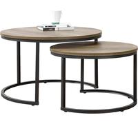 Table basse 'Christchurch' set de 2 pièces piètement métal imitation bois/noir