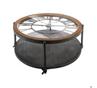 Atmosphera - Table basse Baris Chrono - horloge ronde noire D90 cm