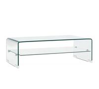 vidaXL Table basse Clair – 98 x 45 x 31 cm – Verre trempé