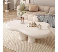 Table Basse Cloud, Jolie Table d'appoint Moderne Blanc cassé, Table Centrale irrégulière de 119,4 cm pour Salon, Chambre à Coucher, Bureau - Forme Libre avec 4 Pieds
