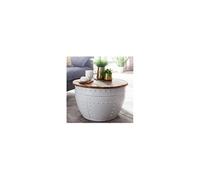 WOHNLING basse WOHNLING Bois massif manguier Ø 60 cm Table de salon Table basse ronde blanche