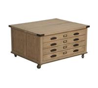 Table basse coffre bois beige -