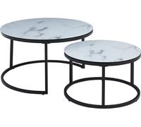 Table basse, collection MANHATTAN, en effet marbre blanc, idéale pour un salon chic.