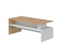 Table basse coloris blanc artic, chêne nordique - longueur 108 x hauteur 43 x profondeur 50 cm