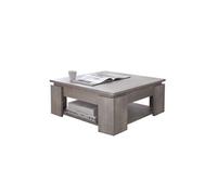 Table basse, Coloris chène champagne avec porte-revues inférieur, 80 x 36 x 80 cm -PEGANE-