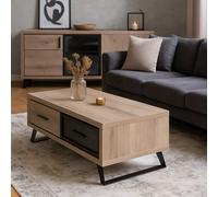 Table basse contemporaine 2 tiroirs décor chêne PERO