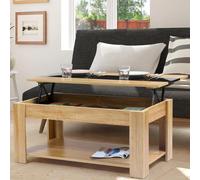 Table Basse Contemporaine Tao Plateau Relevable Bois Noir Et Imitation Hetre Marron