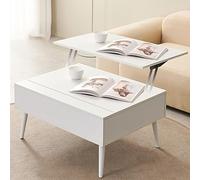 Table basse convertible relevable à hauteur réglable avec 4 pieds en métal pour un salon peu encombrant