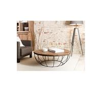 Table basse coque noire 100x100 cm en teck recyclé - APPOLINE