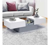 IDMarket Table basse coulissante MARTA Bois gris et plateau blanc