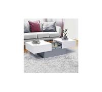 Table basse coulissante marta bois gris et plateau blanc