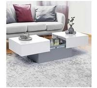 IDMarket Table basse coulissante MARTA Bois gris et plateau blanc