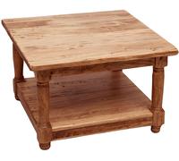 Table Basse Country En Bois Massif Naturel Carré 70x70x45 cm Biscottini
