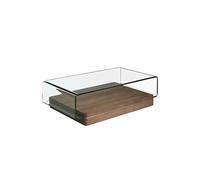 Table basse courbée en verre et bois 2004C, 120 x 70 x 33 cm. -