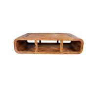 Table basse CURVIA 100 cm en bois de Sheesham - Design moderne avec niches ouvertes