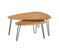 Table basse d'acacia ovale gigogne en bois (lot de 2) - Kiwi - Rendez-Vous Déco