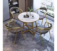 Table Basse d'affaires 5 Pièces, Chaise de Table de Maison Moderne, Combinaison de Négociation Ronde, Siège de Canapé de Café de Loisirs de Réception Simple(Dark Gray)