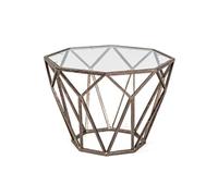 Table basse DAMON en métal laqué et verre trempé 55cm