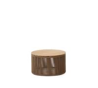 Table basse Dandara en acier, corde beige et pieds en bois d'acacia massif Ø70 cm FSC 100%