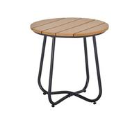 Table basse d'appoint - bout de canapé - dia. 49 x 48 cm - acier noir plateau effet bois Marron