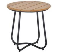 Table basse d'appoint - bout de canapé - dia. 49 x 48 cm - acier noir plateau effet bois Marron