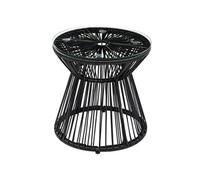 Table basse d'appoint de jardin style cosy Ø 40 cm plateau verre résine filaire noir