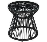 Outsunny Table de Jardin Ronde en résine tressée Imitation rotin, Table de bistrot en métal, Table d'appoint Plateau en Verre trempé Ø 40 cm, pour terrasse, Jardin, Noir