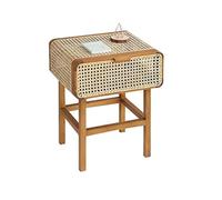 Table Basse D'Appoint Maison Table De Chevet en Bois Rotin Armoire Rangement Basse Tiroirs Fin pour Appartement Chambre Chambre Moderne(C)