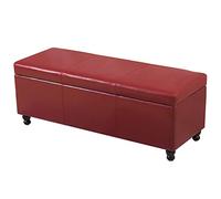 Table Basse de Banc de Rangement de Rectangle de Lifting, Rangement en Cuir rembourré Moderne Ottoman, Banc de Chambre à Coucher Confortable, Tabouret de Repos à Pied tufté en Bois Rouge 100x43x42cm