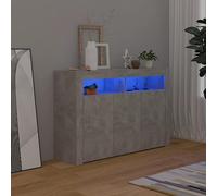 Table basse de bar moderne avec lumières LED RVB étagères de rangement et placard pour salon ou salle à manger Gris 116 x 30 cm